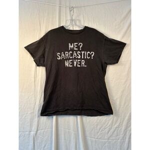 "Me Sarcastic Never" Graphic T-Shirt Humor Tee Woman's  M #2247